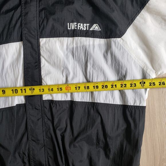 VTG Windbreaker Jacket Live Fast Men XL Stefano Ripstop Outdoor Mock Neck Bomber - Picture 8 of 9